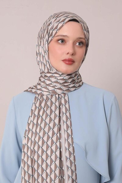 Levidor Milky Coffee Triangle Pattern Club Shawl