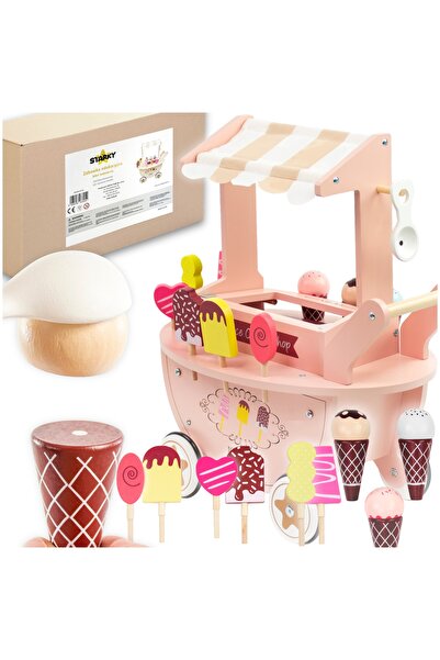 Other Magazin de înghețată din lemn pentru copii, jucărie, cărucior cu roți, ...