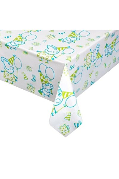 SHOPIENS Față de masă din plastic pentru petrecere, pentru copii, Peppa George, verde, albastru, 180x120cm