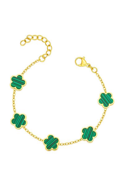 Inovius - Brățară de Damă, Emerald Bloom, Otel Inoxidabil Placat cu Aur 18K - 87716-0