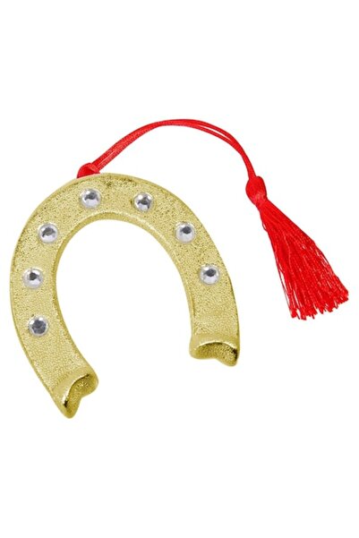 SHOPIENS Potcoavă decorativă din ceramică aurie cu model Shopiens®, 9 cm