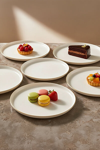 Güral Porselen Gold File 6 Piece Cake Set