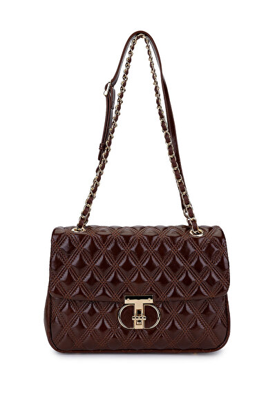 Tamer Tanca Women's Faux Leather Brown Shoulder Bag