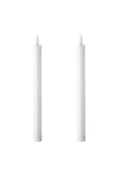 SHOPIENS Set 2 LED Candlestick Candles Shopiens, white model with flickering flame, 2 x 25.5 cm