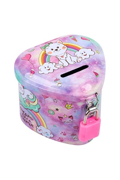 SHOPIENS Pusculita metalica pentru copii Shopiens® cu lacat, model cu pisicut...