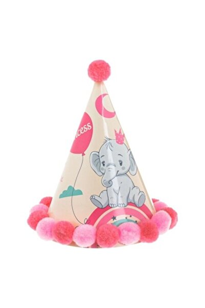 SHOPIENS Coif Petrecere Copii Elefant Curcubeu Princess Roz Gri Bej Ø19x14cm