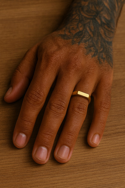 DiaGlare Minimalist Tasarım Sarı Kaplama 925 Ayar Gümüş Yüzük – Unisex İnce ve Şık Model