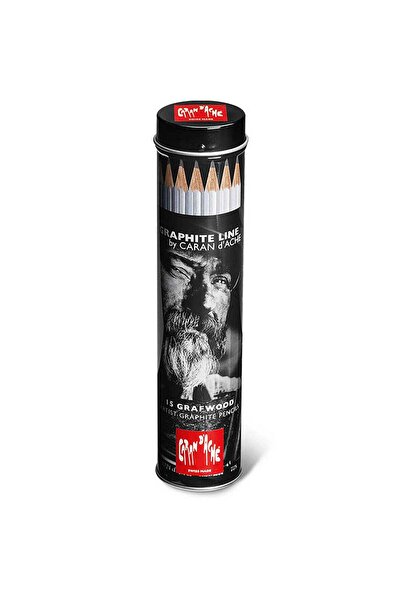 Caran d'Ache Grafwood Dereceli Kalem 15'li Set (metal silindir kutulu)