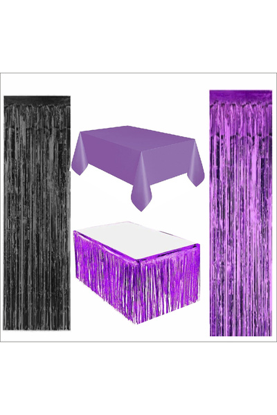 ZENVİVA Purple Tablecloth, Purple Table Skirt, 1 Purple Backdrop, 1 Black Backdrop