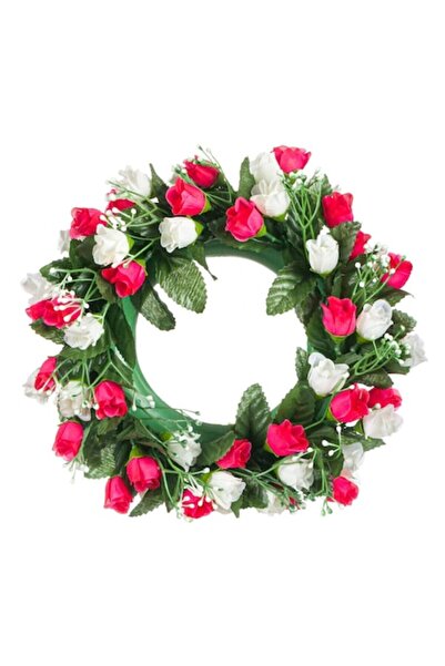 SHOPIENS Spring Wreath Shopiens® with Stand Decorated with Small Pink and Whi...
