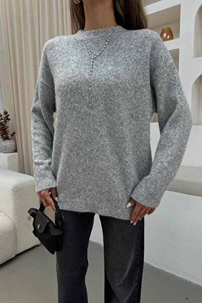 mylove سترة ناعمة كبيرة الحجم باللون الرمادي