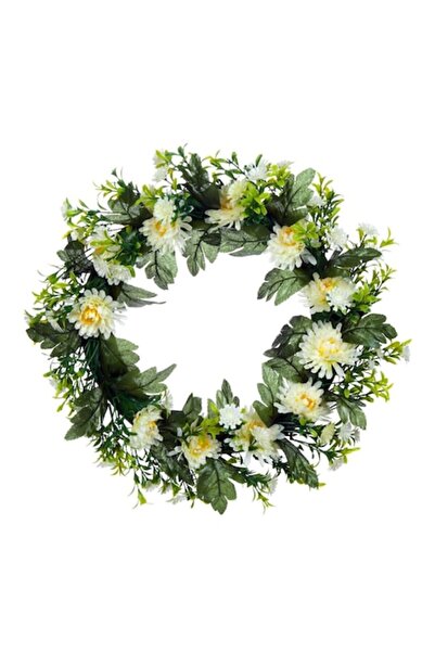 SHOPIENS Spring wreath Shopiens® with plastic base decorated with white chrysanthemums and greenery, 38 cm