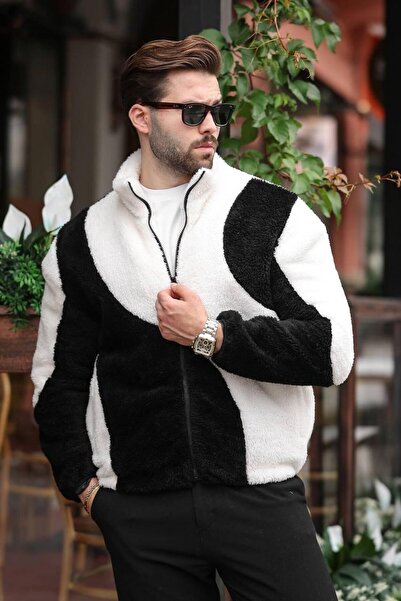 inpool Color-Blocked Casual Winter-Spring Plush Jacket with Waist and Cuff Ribbing 2460