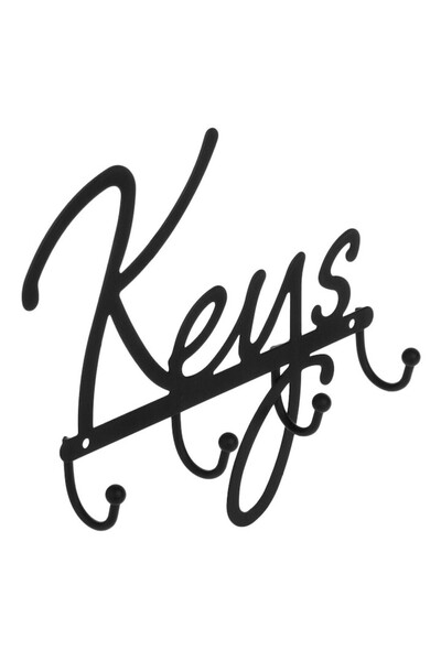 SHOPIENS Metal Key Holder Black with 4 Hooks Keys Model for Wall 13x10x4cm