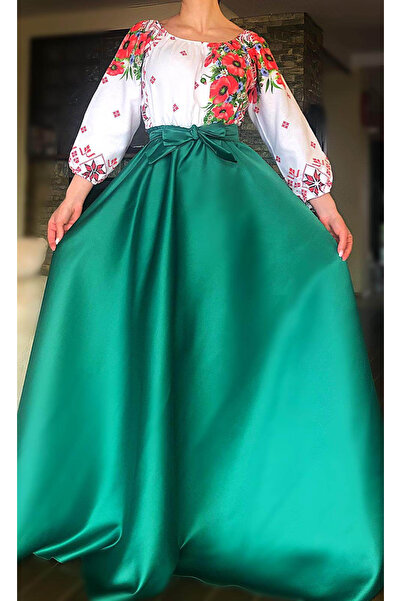 Ie Traditionala Rochie Traditionala stilizata cu Maci 8