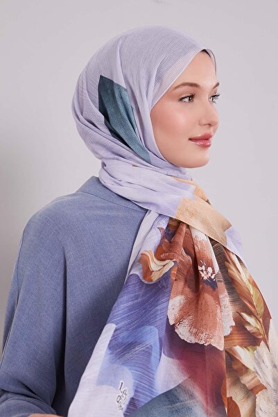 Levidor Şal de bumbac cu dungi cu flori albastre