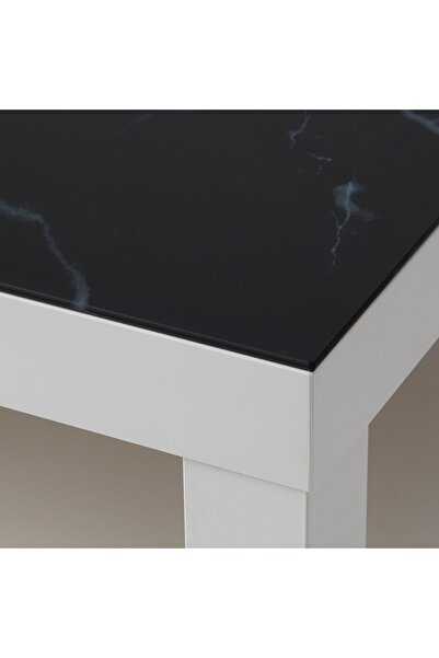 IKEA LACK Glass top, marble effect/black, 118 x 78 cm