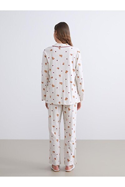 LC Waikiki Gömlek Yaka Hamile Pijama Takımı (W5)