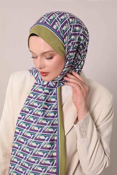 Levidor Oil Green Zigzag Pattern Club Shawl