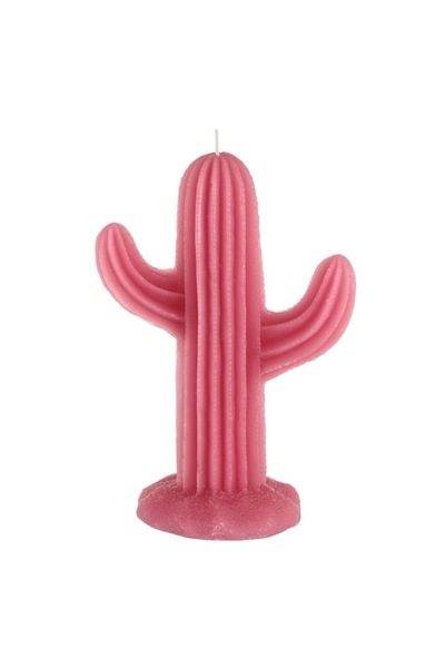 SHOPIENS Wedding Favor Candle Cactus Green Fuchsia Ø8.5x19cm Paraffin, Guest Gift, Event Decor