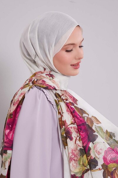 Levidor Mint Green Floral Branch Pattern Cotton Shawl