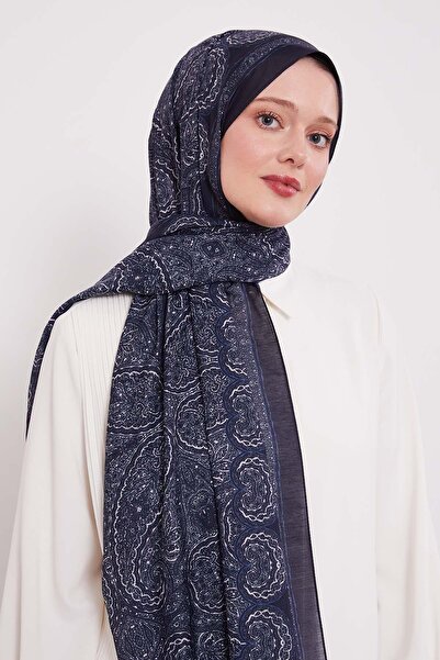 Levidor Lacivert Otantik Desen Sport Şal