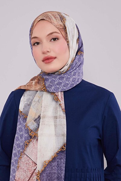 Levidor Şal din bumbac cu model mixt albastru