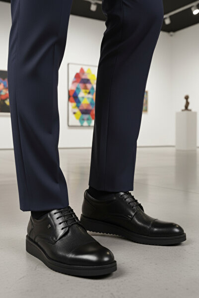 Fosco Black Genuine Leather Men's Classic Shoes 2991 m