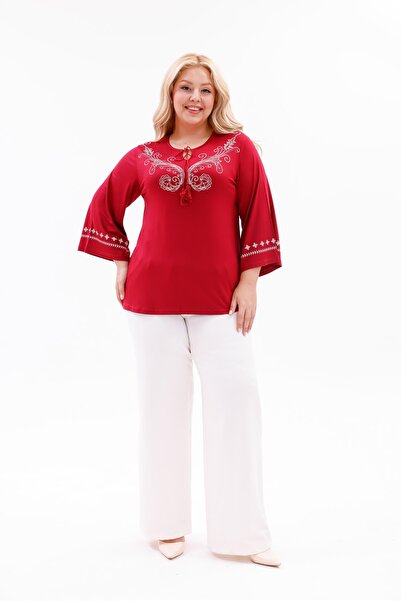 Siyezen Plus Size Shawl Pattern Spanish Sleeve Blouse
