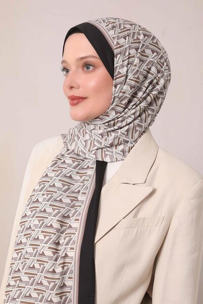 Levidor Black-Beige Zigzag Pattern Club Shawl