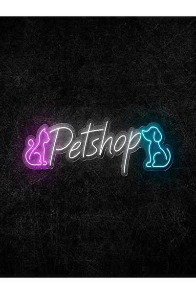 Extremmotif Pet Shop Neon Led Tabela Neon Dekoratif Duvar Aydınlatması 80x30cm