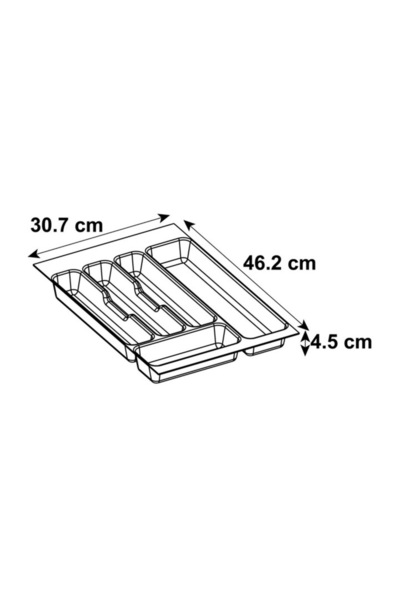 SHOPIENS ® Cutlery Tray, Plastic, 46.2 x 30.7 x 4.5 cm, Gray