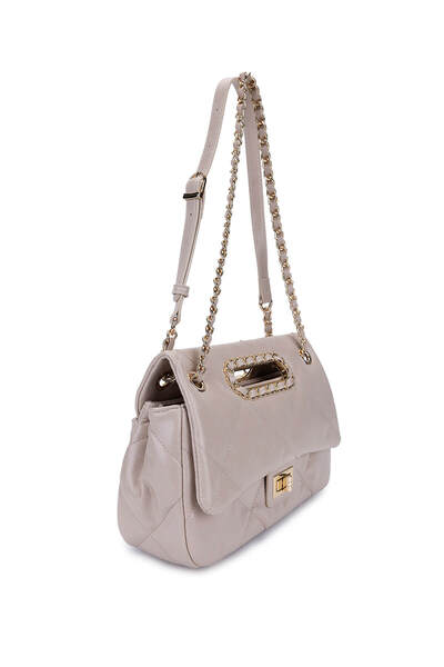 Tamer Tanca Women's Faux Leather Beige Shoulder Bag