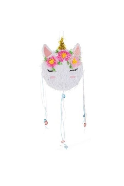 SHOPIENS Pinata Party Copii Cap de Unicorn Alb Roz Auriu Cu Umplutură 35.5x8.5x50cm