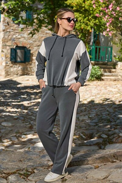 Cossy By Aqua 26027 Women's Long Sleeve Hooded Tracksuit Set-Petrol