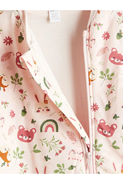 LC Waikiki LCW ECO Pembe Baskılı Fermuarlı Kız Bebek Uyku Tulumu
