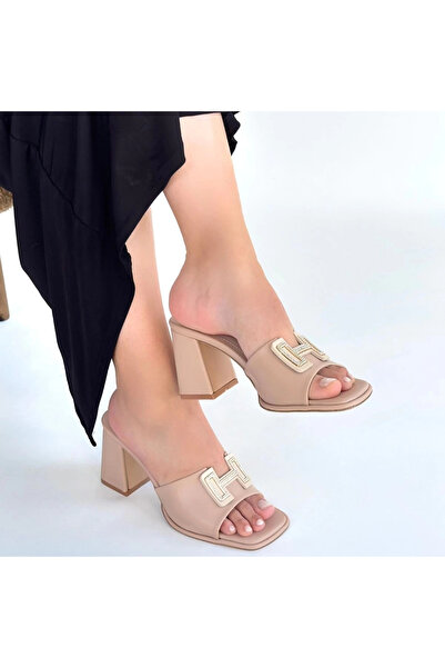 Vona Nova Caren beige leather high heel slippers