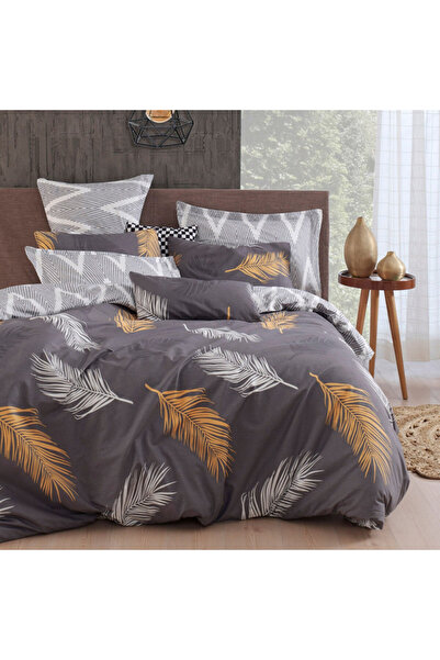 Enlora Home Bed Set 162ELR1664, 65%cotton,35%poly,4pc,Duvet 200x220,Sheet 220x240,Pillow50x70x2,Gray