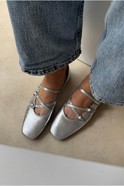 Mupa Shoes Women's Ballet Flats SILVER Patent Leather