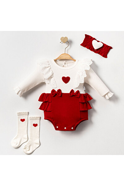 cayzen Baby Girl Romper with Heart, Knee-High Socks and Bandana