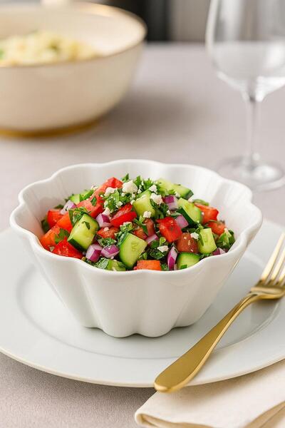 Akkoyunlu home Daisy Salad Bowl Serving Bowl Salad Mixing Bowl Oven Safe 20X10 cm