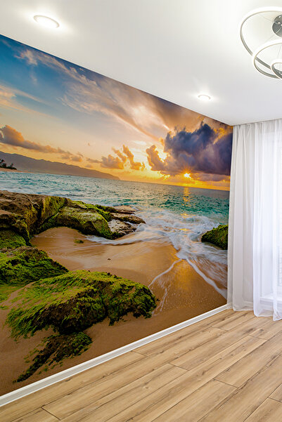 dreamwall Sahil ve Kumsal Manzaralı Gün Batımı Duvar Kağıdı
