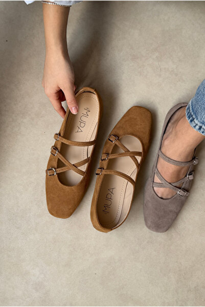 Mupa Shoes Women's Ballet Flats Camel Suede