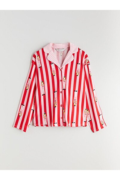 LC Waikiki Σετ γυναικεία πιτζάμα με στάμπα με γιακά πουκάμισο (W5)