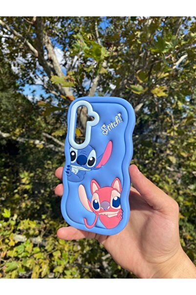 Merwish Samsung Galaxy S24 ve S25 Uyumlu Mavi Sevimli Stitch Hamur Silikon Lü...