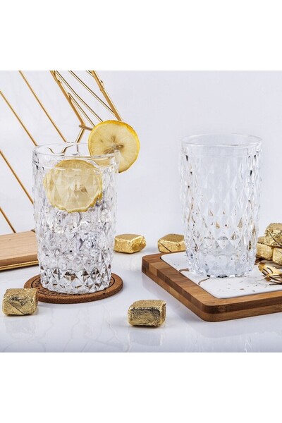 SHOPIENS glass cup with Diamond pattern, 350 ml