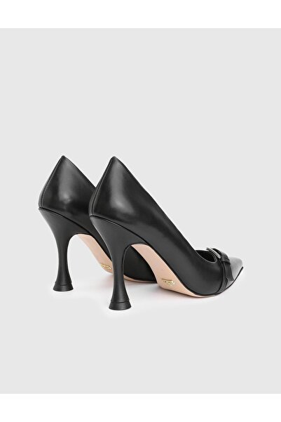 İLVİ Puerto Hakiki Deri Siyah Kadın Topuklu Ayakkabı