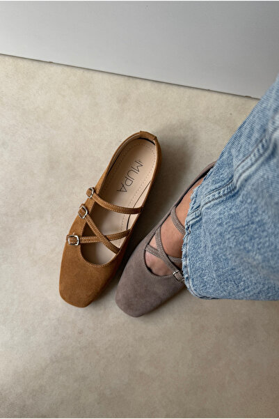 Mupa Shoes Women's Ballet Flats Camel Suede