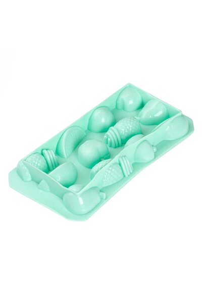 SHOPIENS Silicone Ice Cube Tray with 12 Compartments, Fruit Shapes, Mint Green