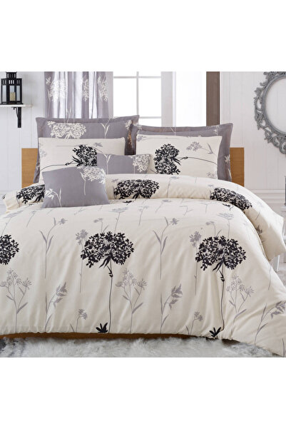 Eponj Home Bed Set 143EPJ1451,65%cotton,35%poly,4pc,Duvet200x220,Sheet220x240,Pillow50x70,Beige/gray
